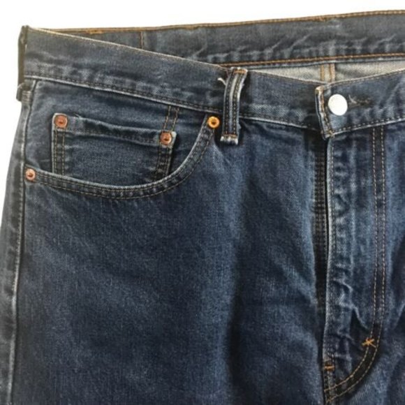 Levis 505 Regular Fit Jeans Mens 38x30 Blue Wash Low Stretch Denim - Picture 3 of 12